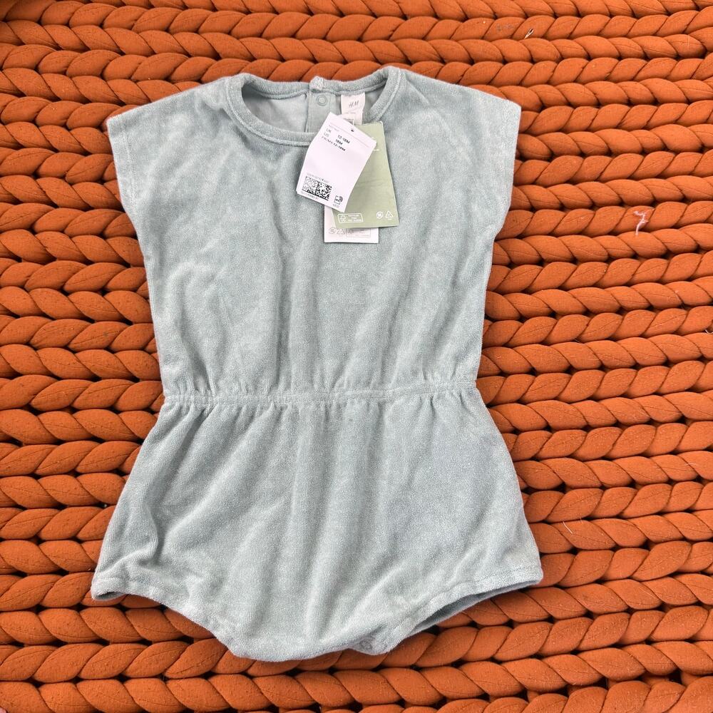NWT H&M Mint Green Terrycloth Romper Outfit Toddler Girl Boy 18 Months 12-18